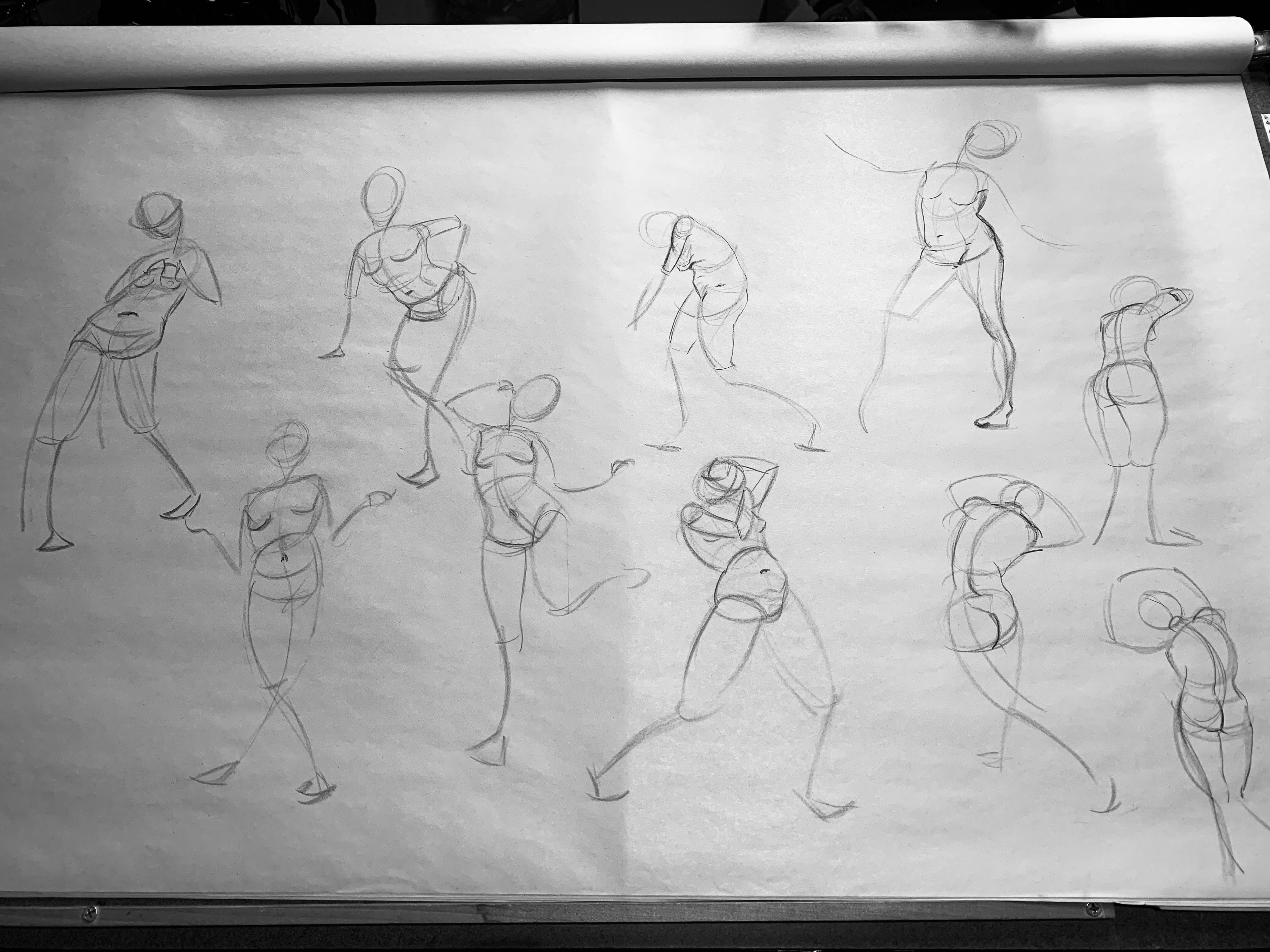 Line of action gesture drawing focused on motion
